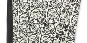 Two Lotus Grey Table Runner Cotton Hand Block Printed