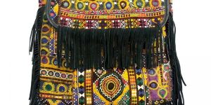 VINTAGE Embroidered Banjara Patch on Afghan Leather Bag