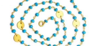 Turquoise Bead Gold Plated Beaded Chain