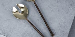 Salad Serving Set Antique Rustic Handle