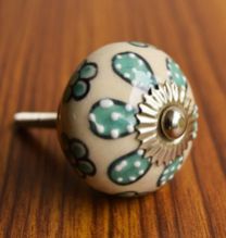 Shabby Chic Green Ceramic Door Knobs