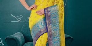 Viva N Diva Yellow Colored Banarasi Silk Saree