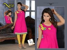 Straight Lining Designer Embroidery Pure Cotton Kurti