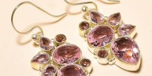 Hand Made Rose Quartz 925 Sterling Silver Earring