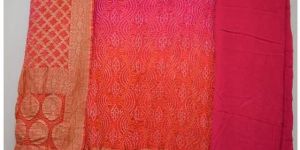 Fancy Barik Bandhej Design Banarasi Dress Material