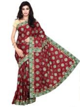Italian Silk Saree in Maroon Color