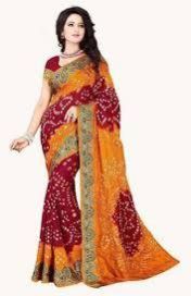 Lace Border Bandhani Sarees