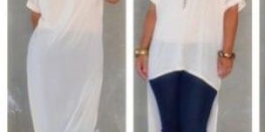 White Georgette Solid Party Knee-Long Kurti