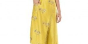 Yellow Silk Printed Party Maxi Jumpsuit