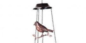 Wonderland Hanging Metal Bird with Glass Base Chime
