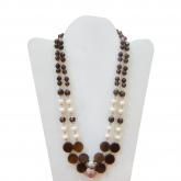 PEARL and SMOKY QUARTZ HAND CRAFTED 925 STERLING SILVER BEADED NECKLACE