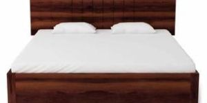 Red Honey Finish Solid Wood King Size Bed