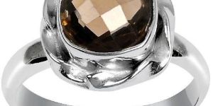 Quality Jewelry White Gold Plated 1.65 Carat Genuine Smoky Quartz Fashion Ring