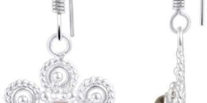 Quality Jewelry White Gold Plated 1.75 Carat Smoky Quartz Flower Earrings