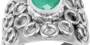 Quality Jewelry White Gold Plated 1.85 Carat Genuine Oval Cut Emerald Ring