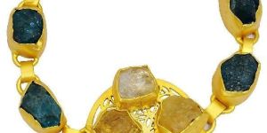 Quality Jewelry Yellow Gold Plated 90.00 carat Citrine and Appetite Brass Bracelet
