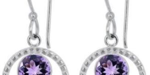 Silver Plated Amethyst Brass Earrings