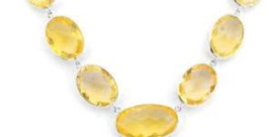 Sterling Silver Real Citrine Gemstone Necklace