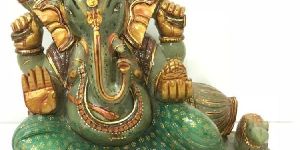 Green Aventurine Stone Hand Carved Ganesha Statue