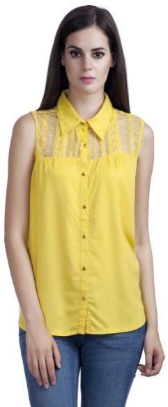 Women Lace Detail Yoke Shirt