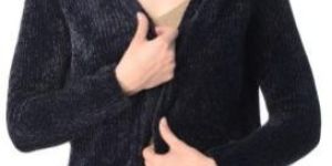 Wool Knitted Dark Blue Cardigan for Women