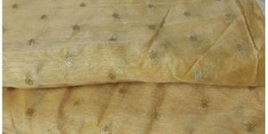 Yellow Chanderi Fabric by Meter Gold Jaquard Embroidery Dress Material