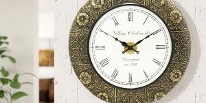 Wooden Full Brass Carving Work Wall Clock