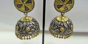 Silver Jhumki with Dual Tone Polish