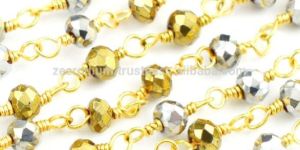 Rosary Style Gemstone Beaded Link Gemstone Chain