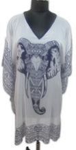 Summer Elephant Print White Kaftan