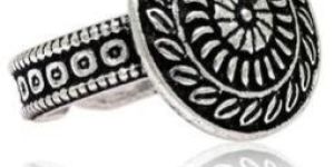 Silver Color Floral Design Oxidised Ring