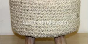 Woolen Weaved Single Wooden Seater