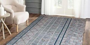 Vintage Blue Hand Printed Cotton Rugs