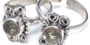 Sterling Natural Smoky Quartz Gemstone Sterling Silver Toe Ring