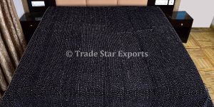 Twin Black Velvet Kantha Quilt