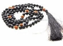 Volcanic Lava Beads Tassel Necklace
