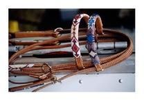 Leather Full Brow Headstall with Beads