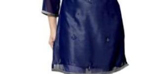 Stylista Navy Blue Georgette Short Tunic with Embroidery