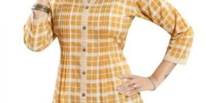 Wow Factor Yellow Checkered A-line Western Tunic Top