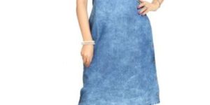 Zesty Denim Fabric Light Blue Sleeveless Tunic from Snehal Creations