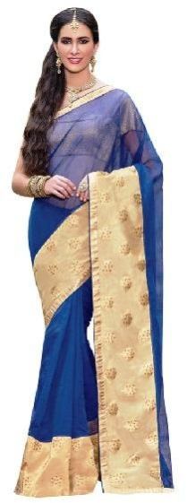 Laethnic Royal Blue Super Net Saree
