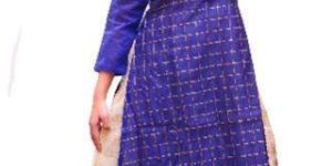 Navy Blue Chanderi Designer Kurti