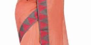 Peach Plain Supernet Saree
