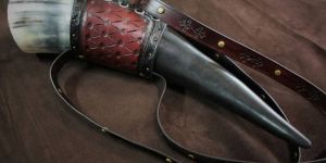 Drinking Horn with Leather Holder