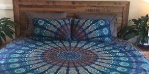 Blue Peacock Printed Mandala Duvet Cover Set