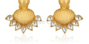 White Kundan Stud Earrings