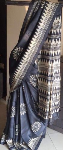 Printed Tassar Silk Saree