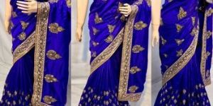 Mirror Work Nevy Blue Party Wear Traditional Saree
