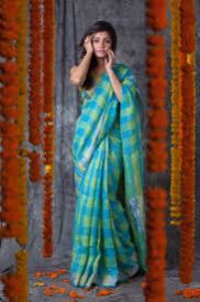 Fancy Linen Checkered Sarees
