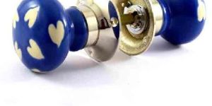 Blue Hearts Etched Ceramic Mortise Handle